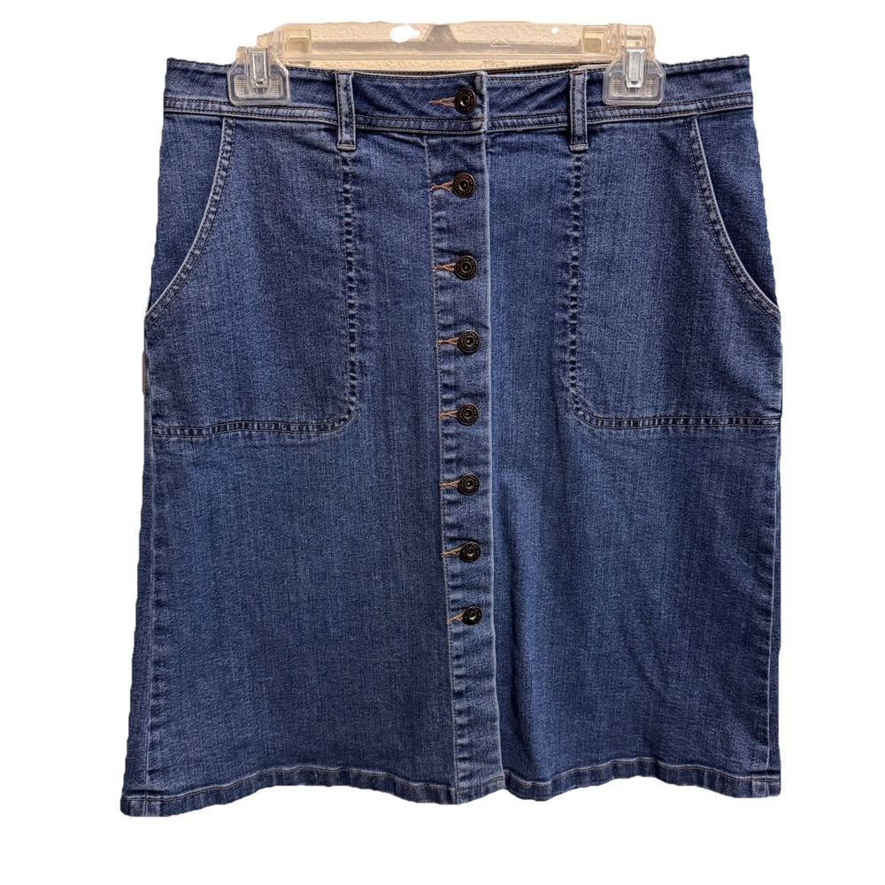 Vince Women's Turo Denim Pencil Skirt Chambray Blue Button Front Waist 32